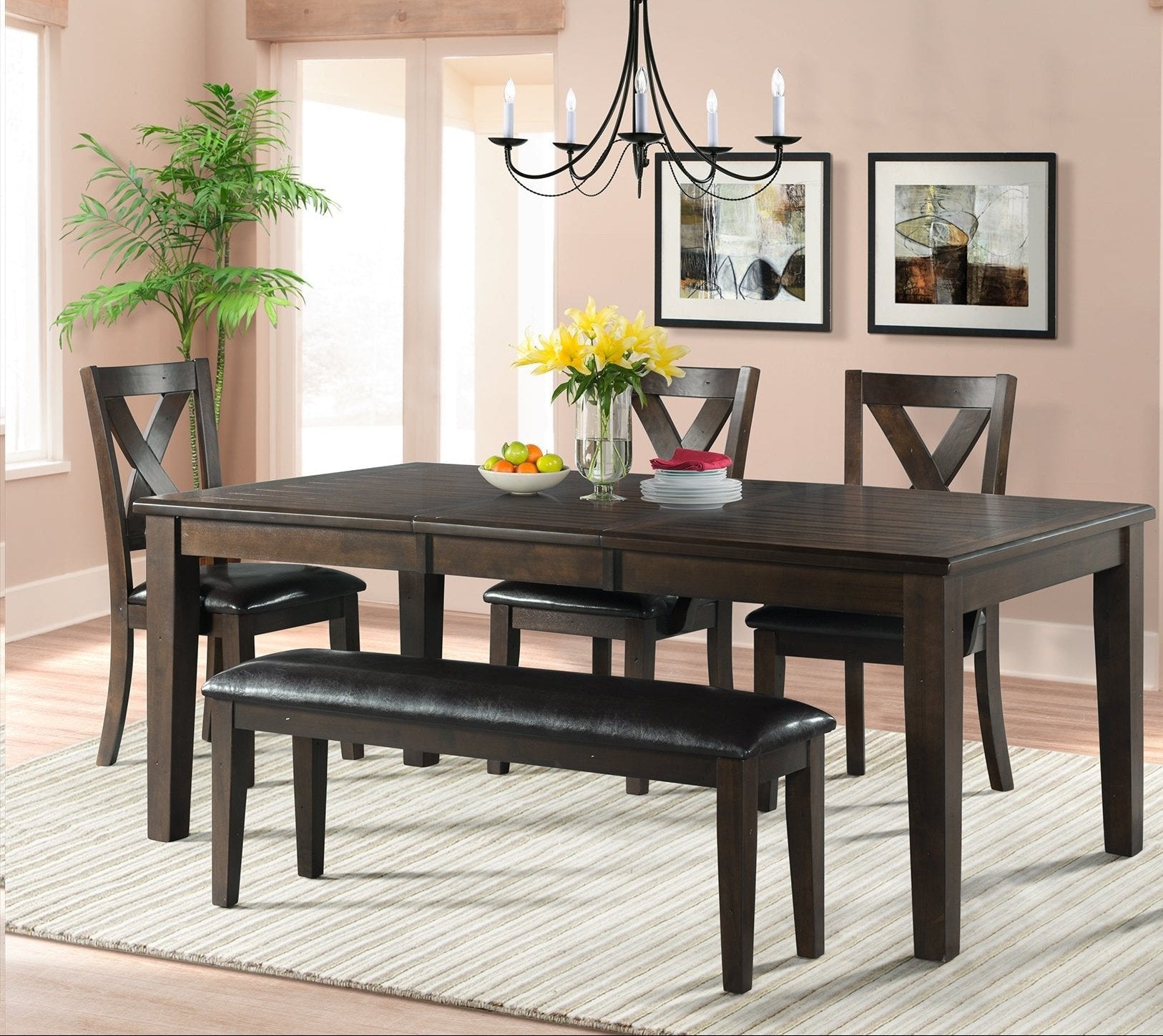 Copper Ridge- Dining Table, 4 Side Chairs and a Bench