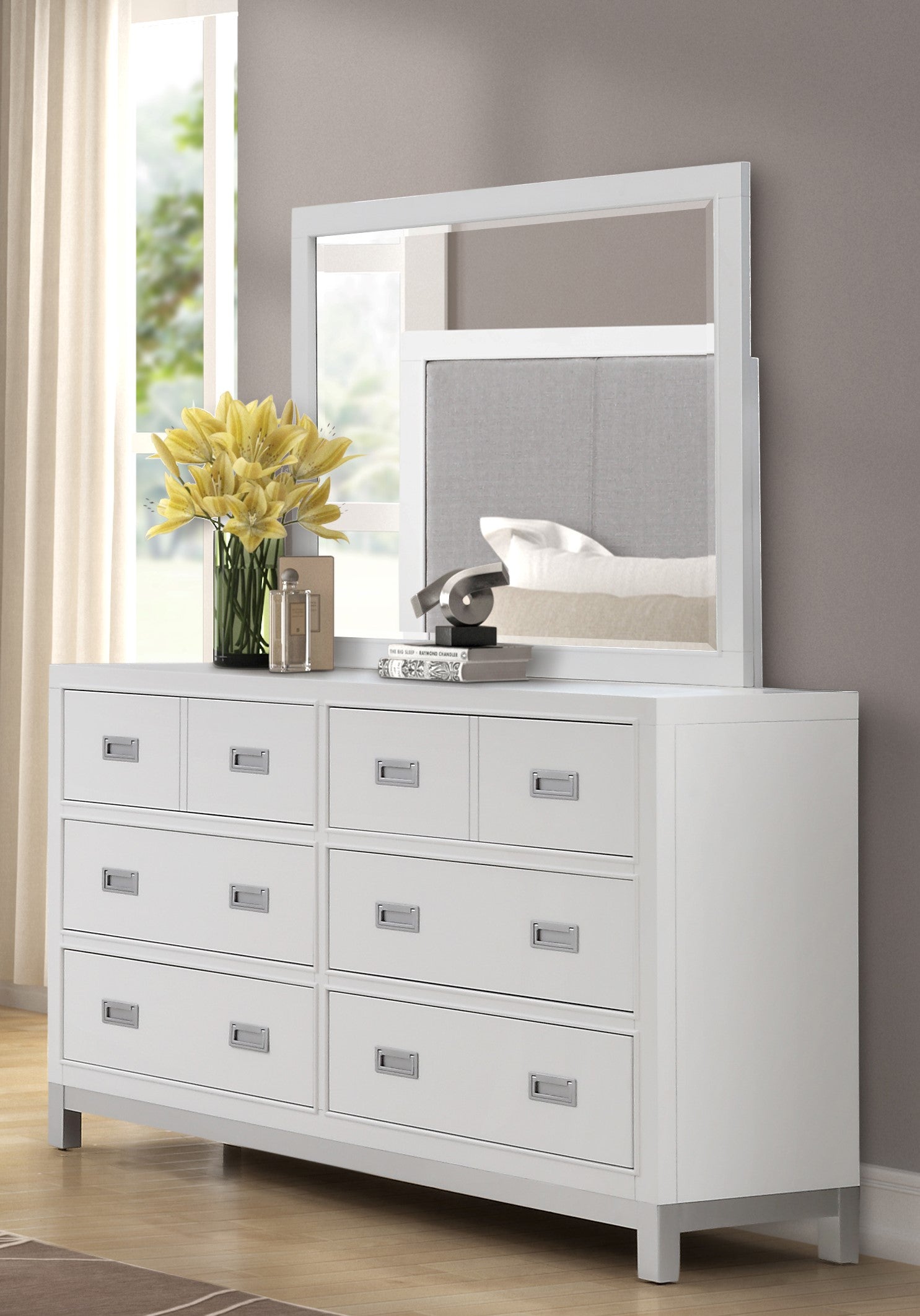 Mabel Dresser and Mirror- White/ Espresso